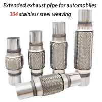 ID32-102mm tubo de escape Universal para coche conexión Flexible telescópica fuelle trenzado silenciador de acero inoxidable conector de tubo soldado