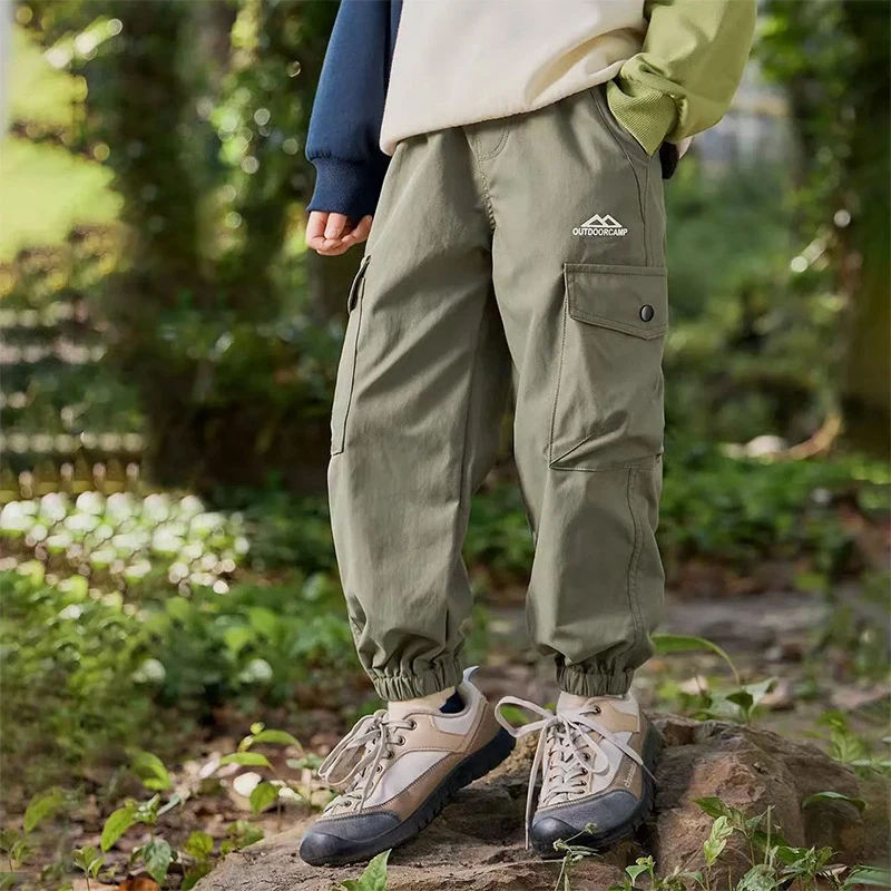 Fashion Boys Cargo Pants Spring Autumn Casual Loose Trousers For Kids Clothes Teenager Children Sweatpants 5-12 Years