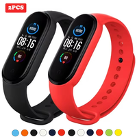 2PCS Watch Strap For Xiaomi Mi Band 7 6 5 4 3 Wristband Silicone Bracelet Wrist Straps MiBand 3/4 band6 Smartwatch Accessories