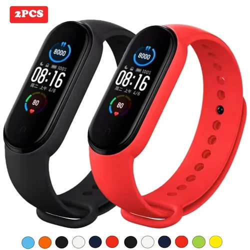 Correa de silicona para reloj Xiaomi Mi Band 7, 6, 5, 4 y 3, accesorios para reloj inteligente, 2 unidades, 3/4
