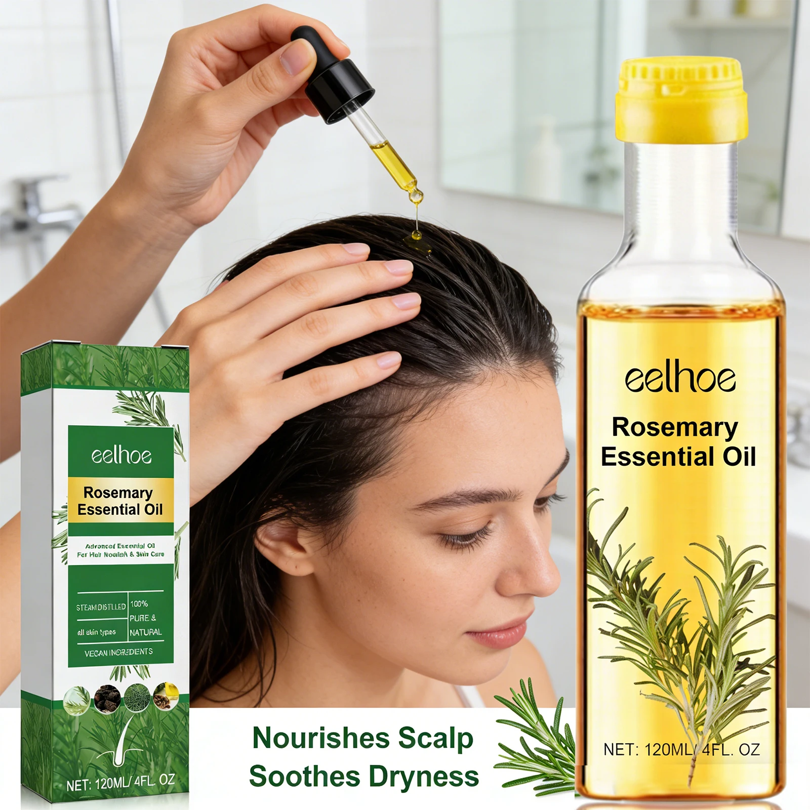 Rosemary Hair Care Essential Oil Repairing Hair Texture Accelerate Blood Circulation Prevents Hair Loss Strengthen Hair Care Oil