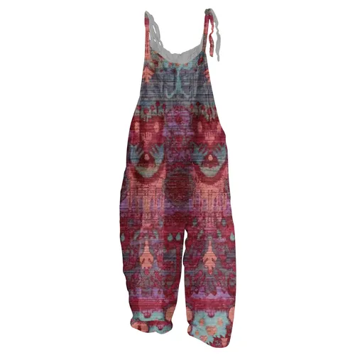 Imagen 2 del producto Mono de mujer con estampado floral casual suelto vintage correa de hombro algodón lino