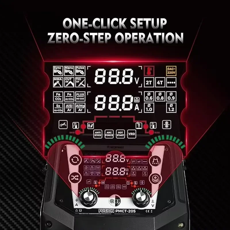 LEVIN FUSION PMCT-205 6-in-1 Visual Digital Multi-Process Welder True Rated 200A Heavy MIG TIG CUT MMA Welding Machine view 2