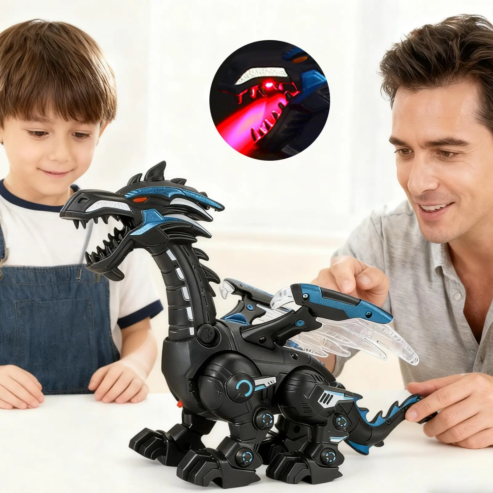 Attività educativa del dinosauro robot con luce spray Robot da passeggio Giocattoli del dinosauro per le ragazze dei ragazzi 3-12 Festa di compleanno a casa