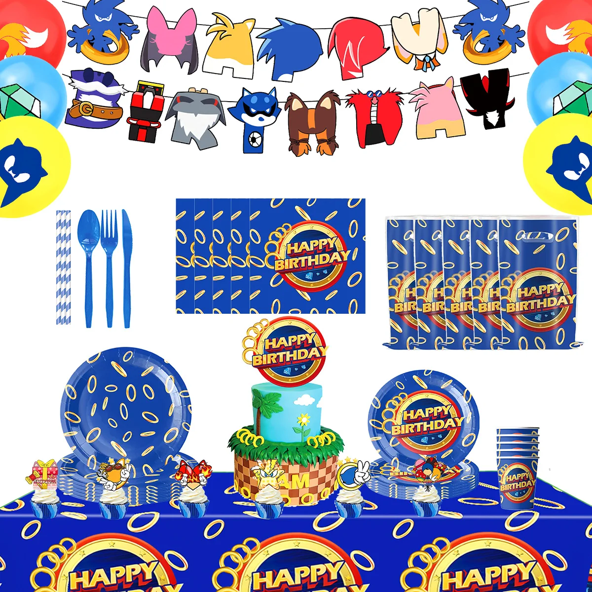 

Cartoon Zephyr Party Supplies Game Theme Kids Boys Happy Birthday Party Decoration Zephyr Disposable Tableware Baby Shower Gift