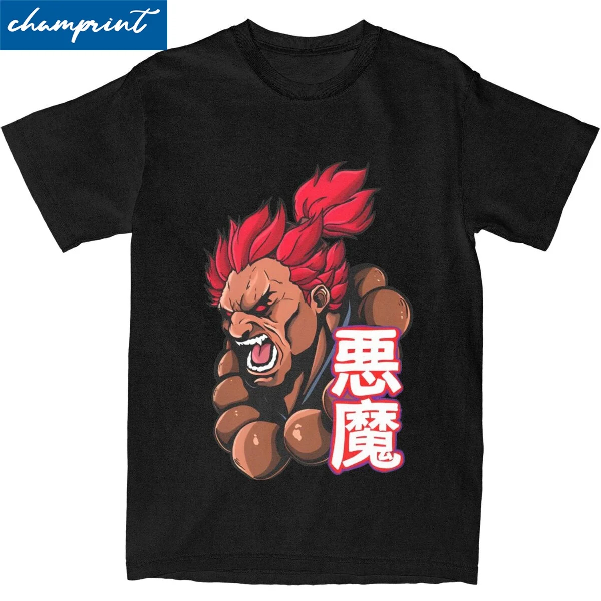 Street Fighters Akuma T-Shirts for Men Women Vintage Pure Cotton Tees Crew Neck Short Sleeve T Shirt Adult Clothing