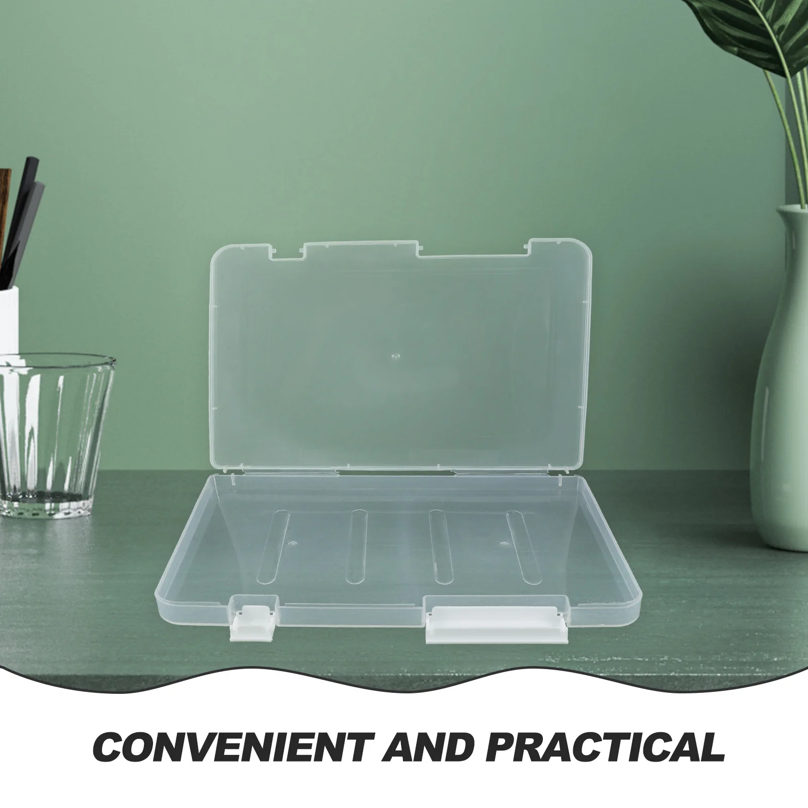 4 قطعة صندوق ملفات A5 شفاف حافظة رفيعة للتخزين من البلاستيك الشفاف مع غطاء للمستندات والصور والمجلات حافظة مشروع محمولة #1