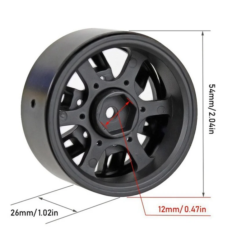 

Modern 4 Pcs for Axial Car 1.9-Inch Weighted Metal Tire Lock Wheel Hub,Red