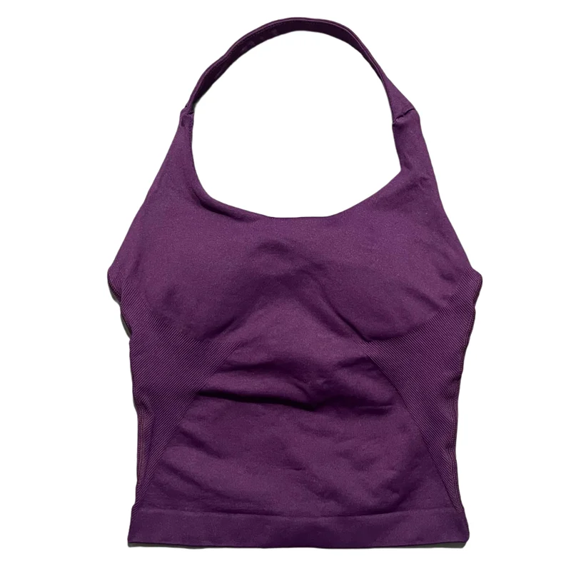 Gym Sport Top Dames Naadloze Yoga Tank Longline Strappy Top Open Rug Bh Sportkleding Gymkleding Hardlopen Workout Halter - afbeelding 1