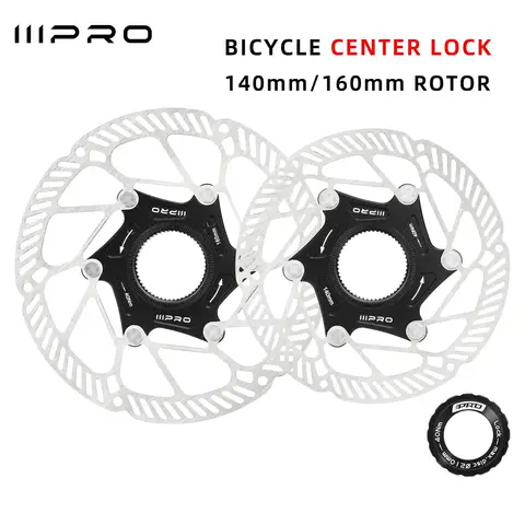 IIIPRO 초경량 센터 잠금 디스크 브레이크 로터 도로 자전거 및 산악 자전거용 140/160mm 1.8mm 두께 중공 디스크