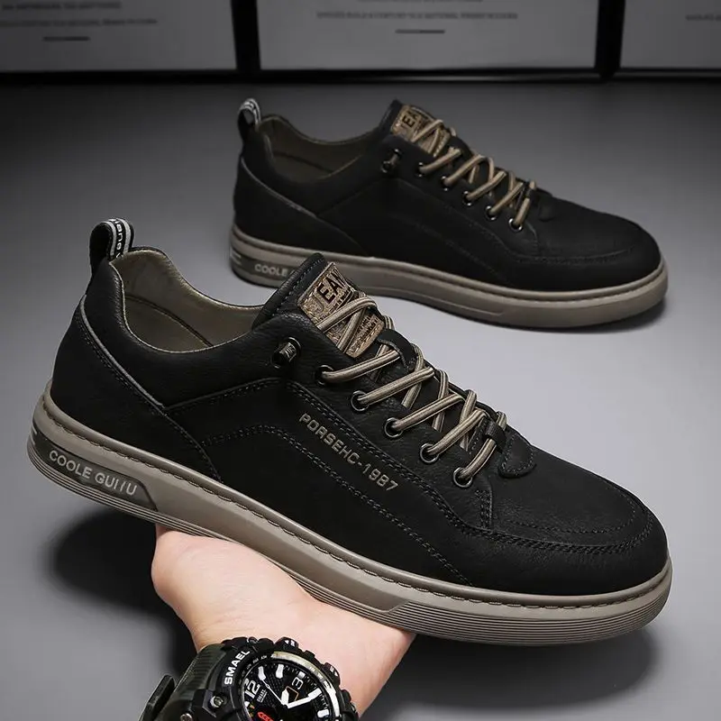 Men Pu White Shoes Male Lace Up Casual Sneakers 2023 Spring Autumn Man Walk Sneakers fashion Shoe Solid