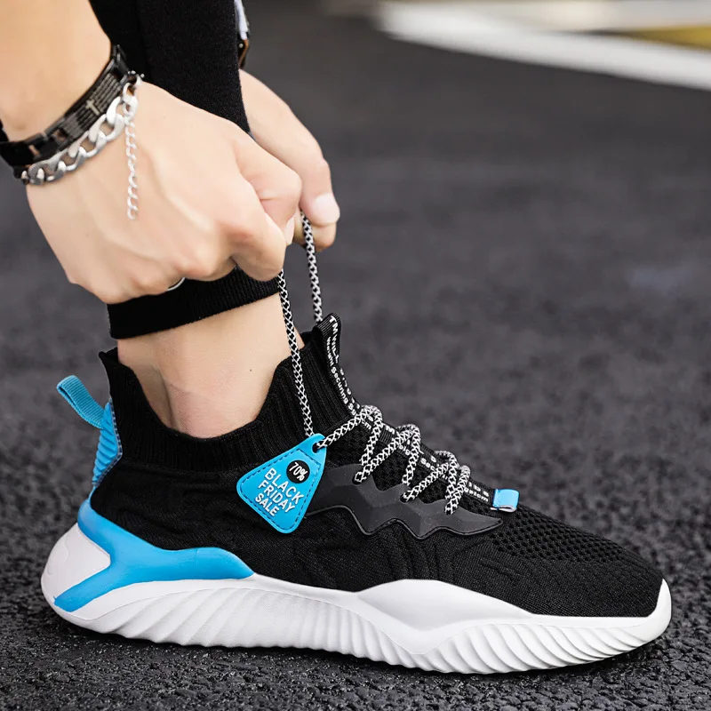 Men's Sock Sneakers Lace Up Breathable Knit Comfortable Lightweight Walking Shoes Thick Sole Daily Shoes view 3