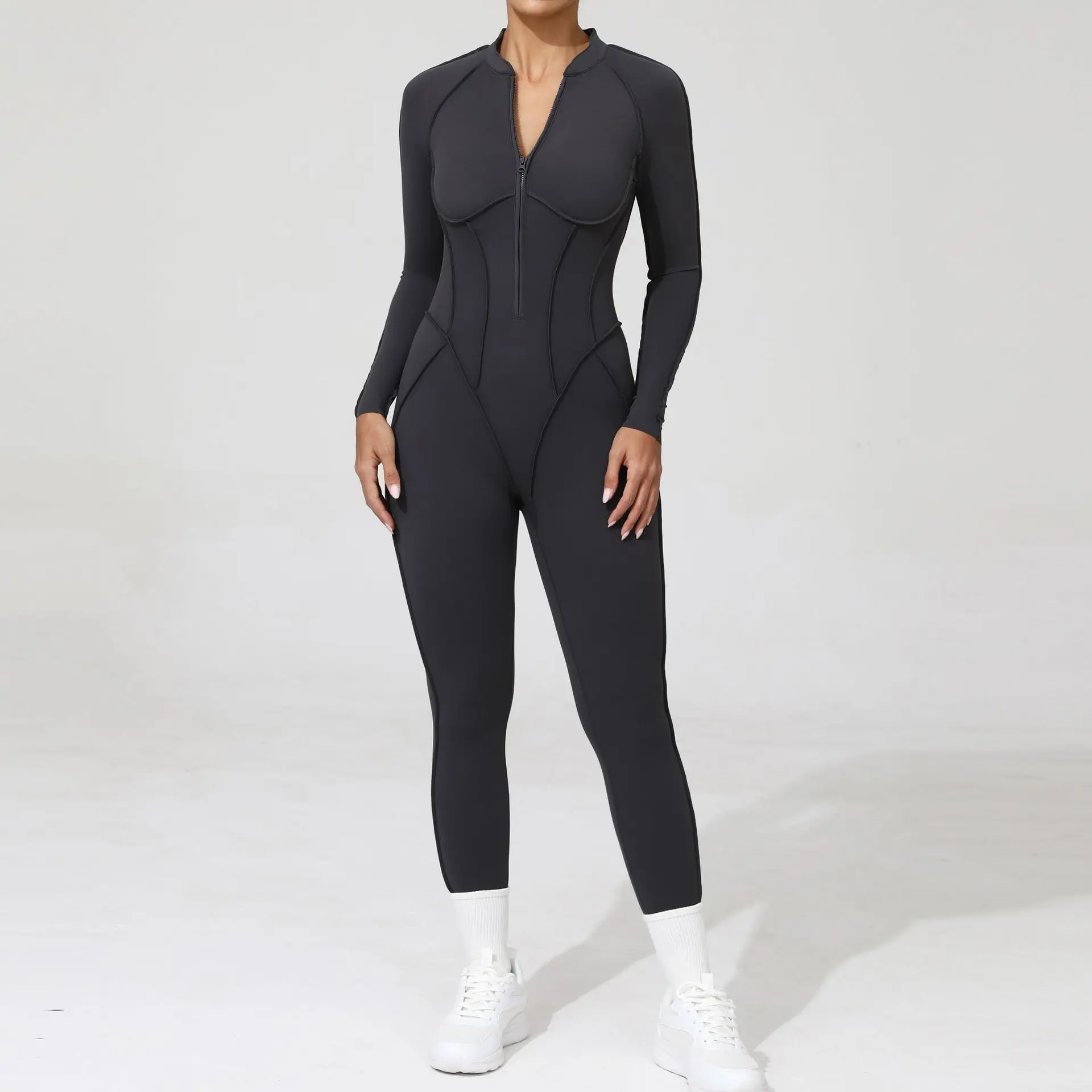 

Fashion Three-dimensional Sport Bodycon Jumpsuit Woman One Piece Outfits Sexy Hollow Backless Long Sleeve Gym Fitness Overalls
