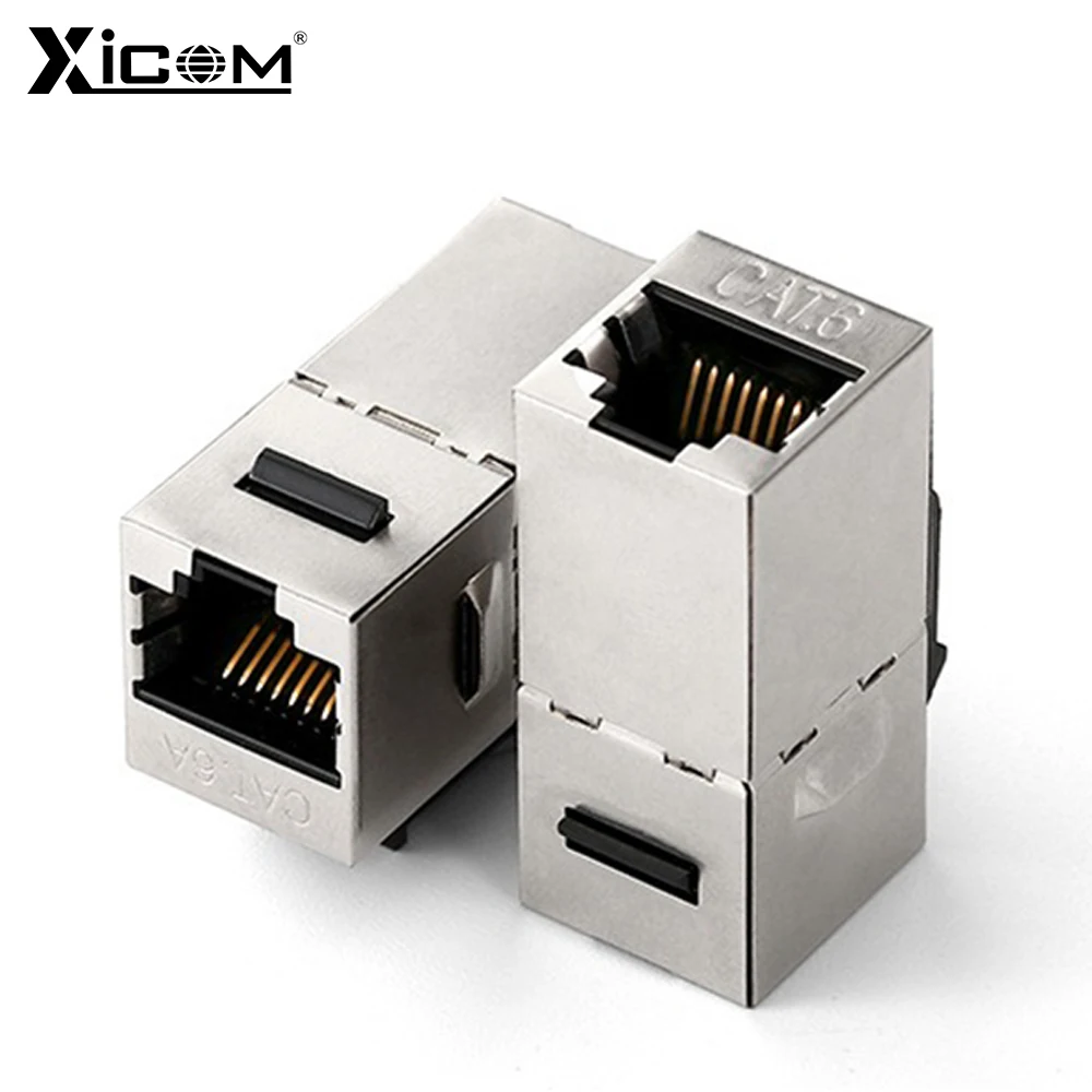 5/10pcs Xicom Shielded RJ45 Keystone Coupler CAT6 CAT6A CAT7 STP Zinc Alloy 10G Tool-Free Inline Module for Data Center