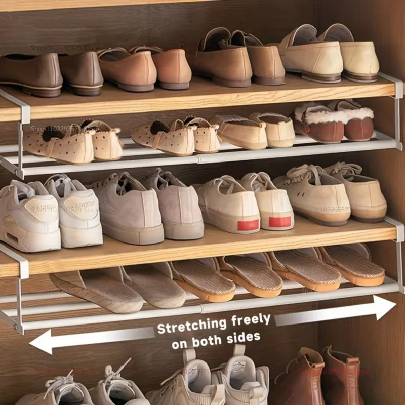 رف تخزين منزلي بدون ثقب شباشب قابلة للسحب رف تخزين رف المرحاض موفر للمساحة خزانة خذاء طبقة التقسيم