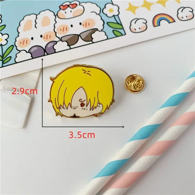 Mignon une pièce Luffy Zoro Sanji émail broche épinglettes Badge sur sac à dos vêtements accessoires Anime bijoux amis cadeaux