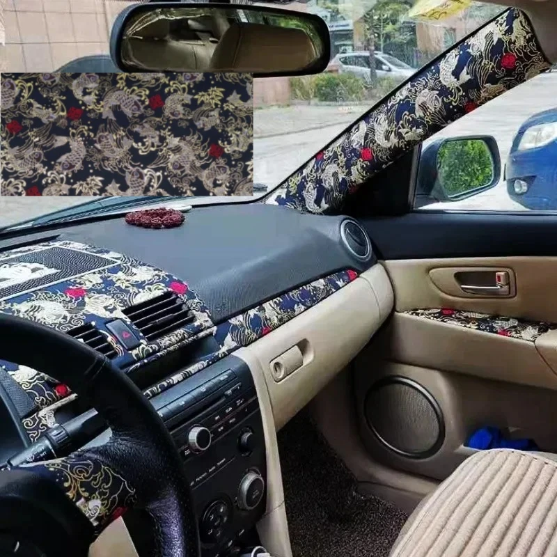 

1PCS 1.5x0.5M Car Interior Stickers High-grade Brocade Satin Stickers Self-adhesive Fabric Stickers Universal AB Pillar Backi