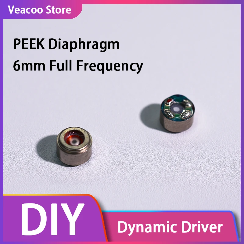 DIY HIFI Earphones 6mm PEEK Diaphragm Full Frequency Dynamic Driver