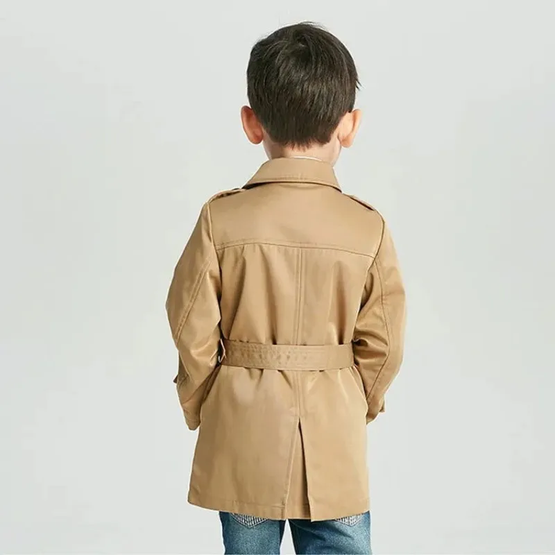 Children\'s Trench Coat Spring and Autumn New Boys\' Mid length Coat Midsize Big Boys British Style Coat Girl Fashion Windbreaker