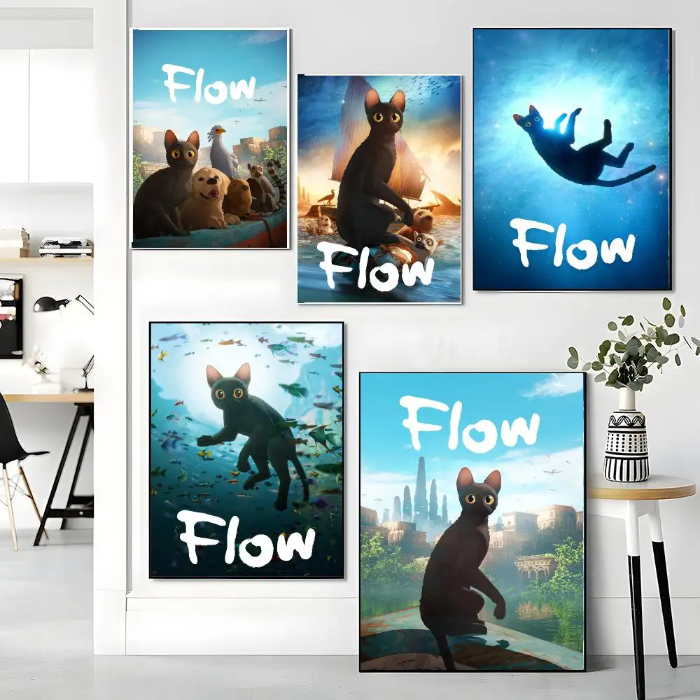 anime F-Flow-W Painting Calligraphy Boho Botanical Decor for Living Room Elegant Home Style