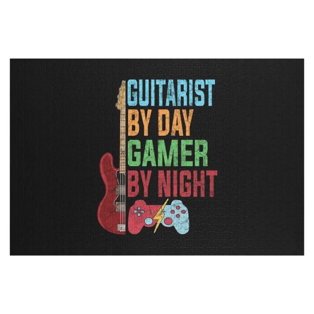 

Guitarist By Day Gamer By Night Funny Gift For Guitarists Jigsaw Puzzle Custom Wood Custom Jigsaw Puzzle