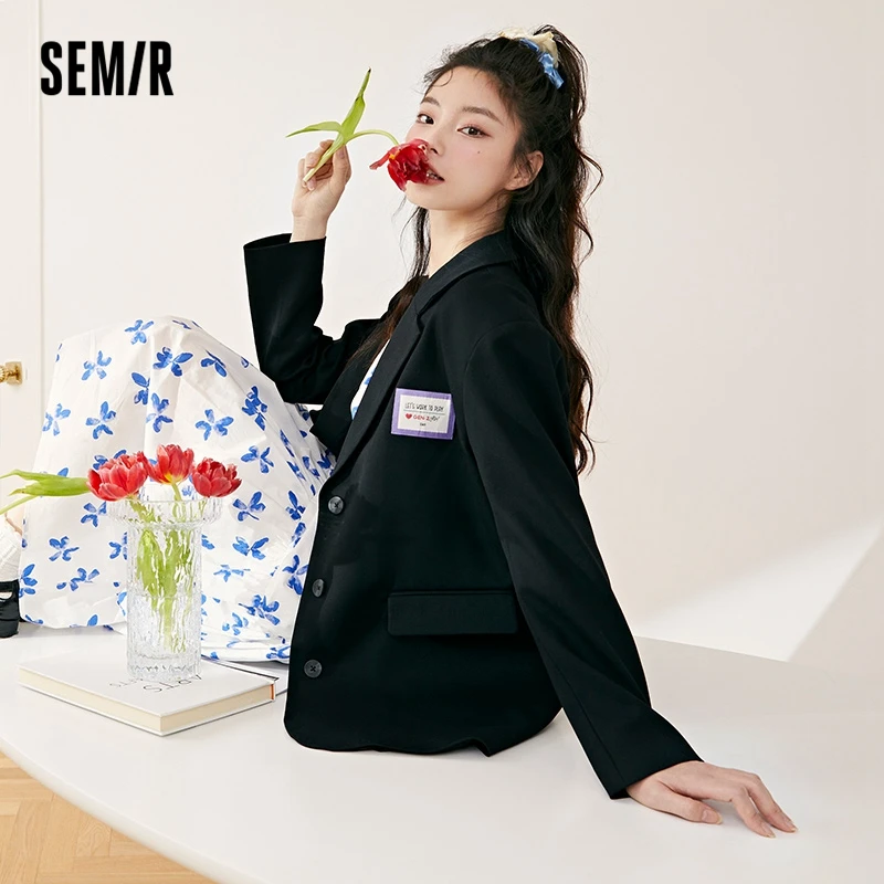 Semir Blazer Women Loose White Fashion Commuter 2022 Spring New Ladies Design Casual Suit