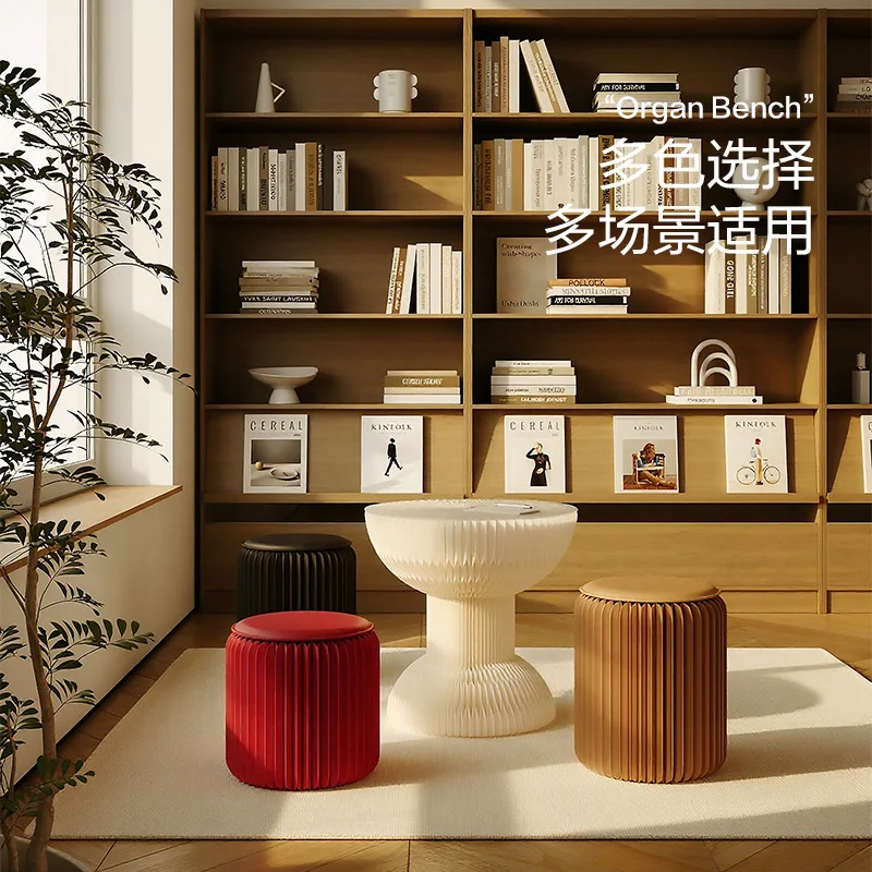 Organ folding paper stool living room home space saving fashion creative children's corrugated paper convenient round stool