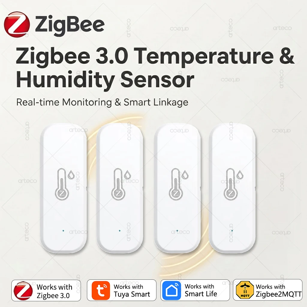 Tuya Zigbee 3.0 Temperatur- und Feuchtigkeitssensor Smart Home Innenraum-Hygrometer App Fernüberwachung Kompatibel mit Smart Life Z2M Hub erforderlich