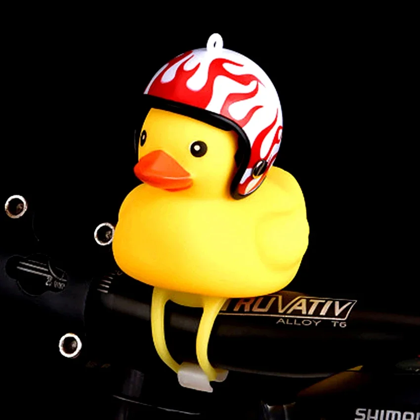 دراجة المقود رئيس ضوء دراجة بطة جرس مع الضوء الأصفر المكسور الرياح بطة صغيرة قبعة صلبة خوذة معدات ركوب الدراجات جرس رنين #2