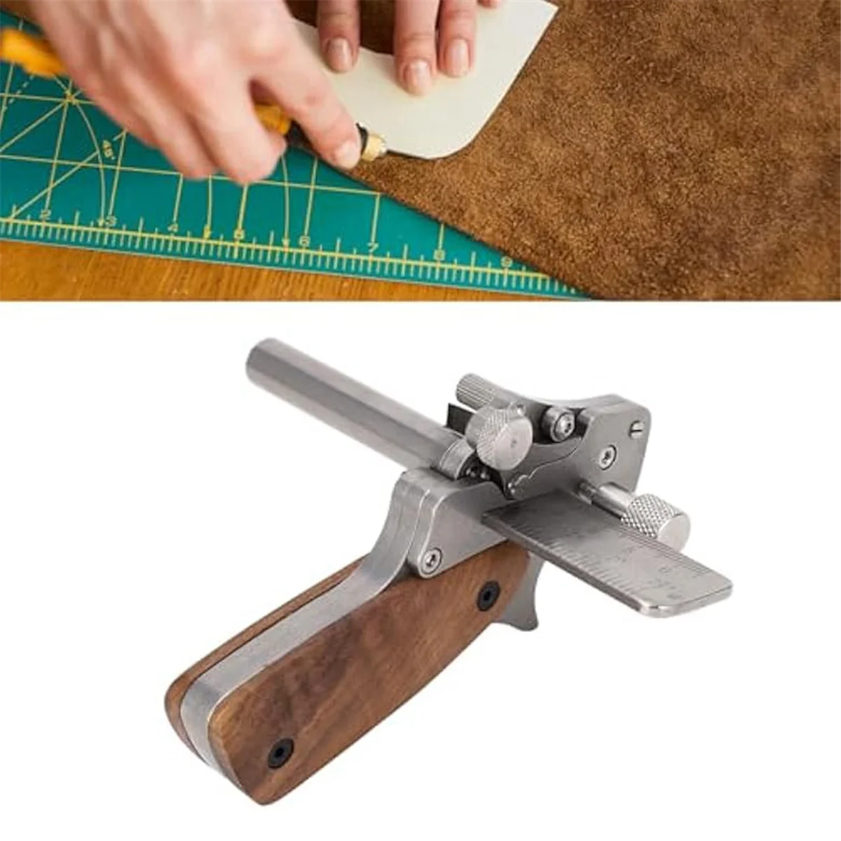 

A702Z Hand Leather Strip Cutter, Stainless Steel 10 to 60mm Tool for Manual Leather Strip Cutting