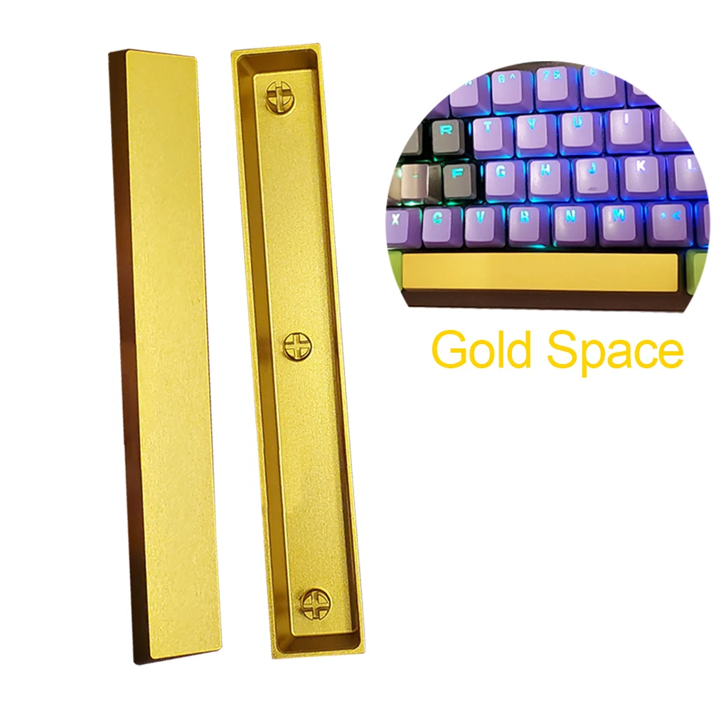 Gold Keycap Metal Spacebar CNC Custom Blank 6.25U OEM Key Caps for Mechanical Keyboard Aluminum Customized 6.25X Metal Keycap