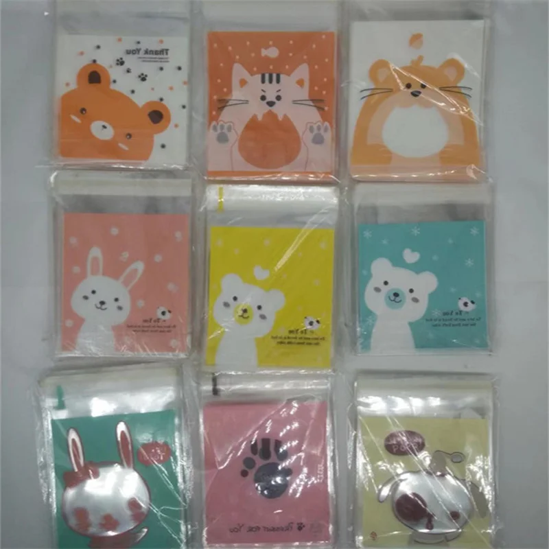 

50Pcs Cartoon Animal Candy Bag Clear Plastic Cookies OPP Bag For Wedding Birthday Party Decoration DIY Gift Wrap Bag 10*10+3cm