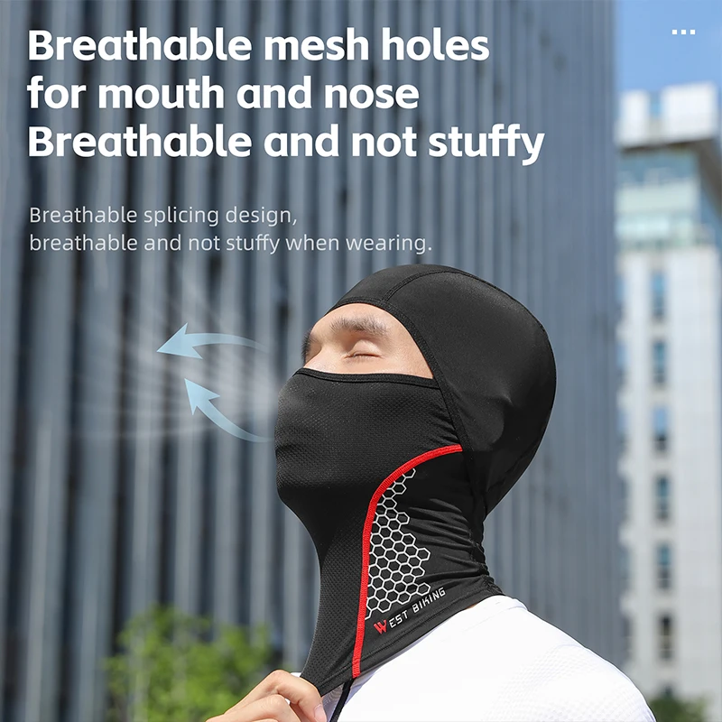 WEST BIKING Cycling Mask Breathable Ice Silk Balaclava UPF 50+ Sunscreen Full Face Headgear for Motorcycle Bicycle Equipment