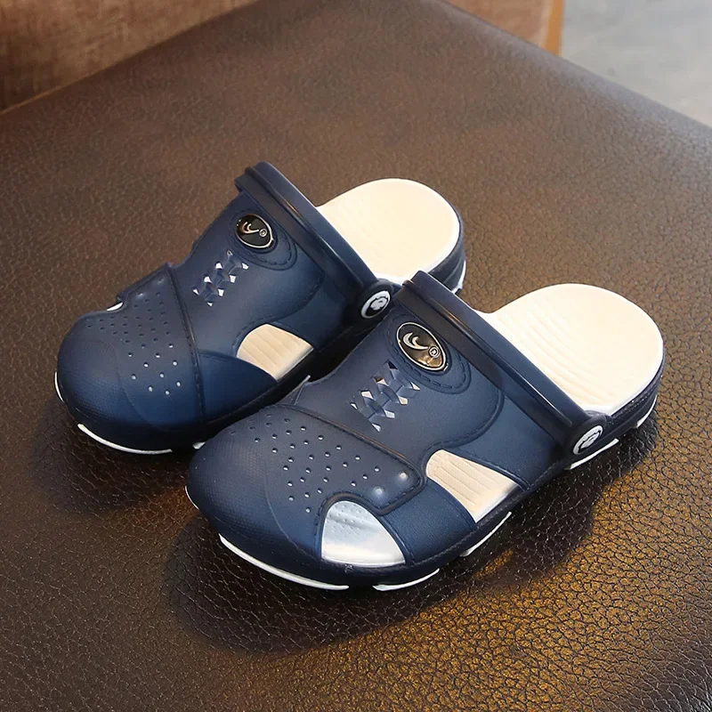 6-18y Kids Mules & Clogs Summer Boys Sandals Flat Heel Solid Non-Slip Breathable Slippers Children Garden Shoes Y17