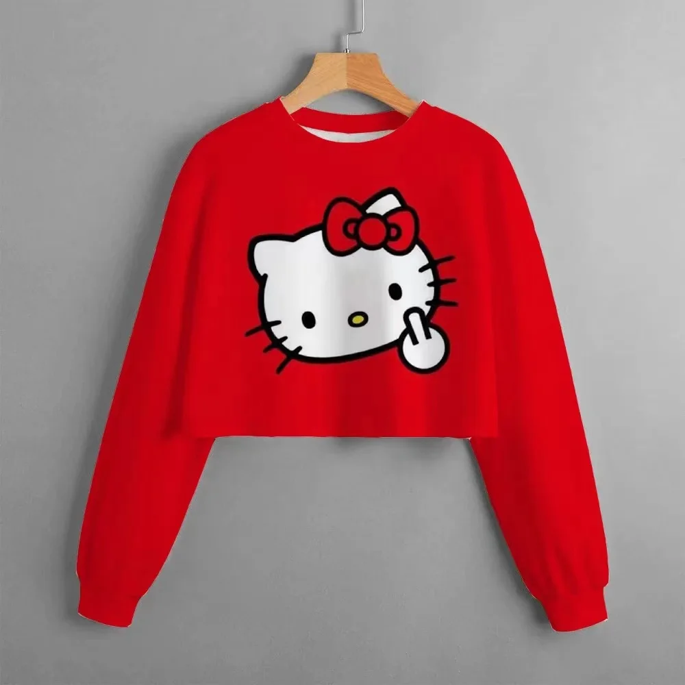 2024 Disney Joint Classic Series Girls Sweatshirt Spring And Autumn Childlike And Comfortable Hello Kitty Printed Round Neck Top