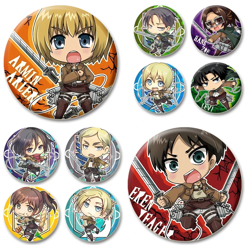 Eren Yeager Mikasa Ackerman Reiner Braun Badge Comic Anime Brooches Handmade Cute Enamel Pins for Clothes Backpack Jewelry Gifts