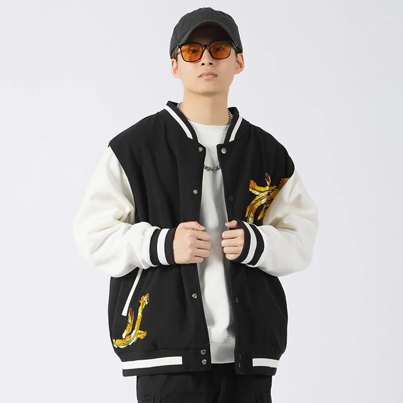 

Suede Coat Men Phoenix Embroidered Spring Winter Oversize Chic Baseball Jacket Men's Vintage Jacket Top Hip Hop Streetwear Z1