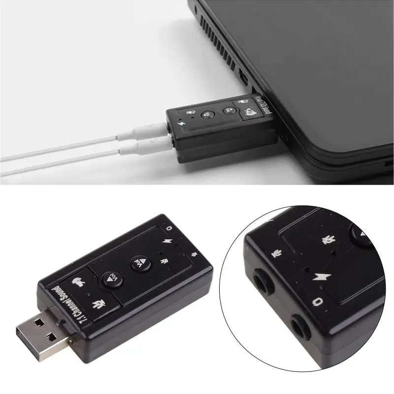 External USB Sound Card Virtual 7.1 Channel 3D Adapter Gaming Headsets Earphones Replacement for Desktop Notebook