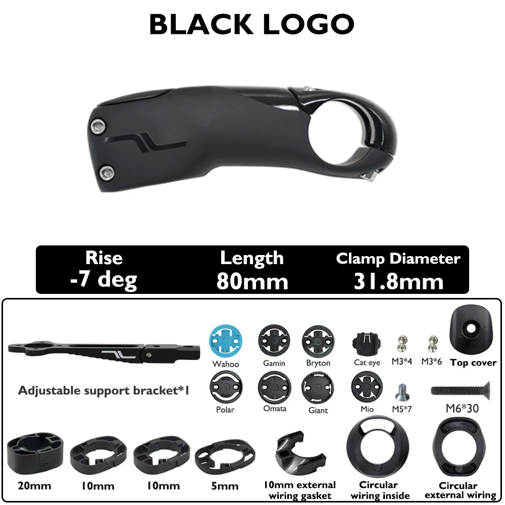 SES Aero koolstofvezel stuurpen, racefiets stuurpen, interne kabelgeleiding, -7 °   hoek, 80 mm-130 mm, inclusief beugel-/afstandhouders accessoire - afbeelding 1