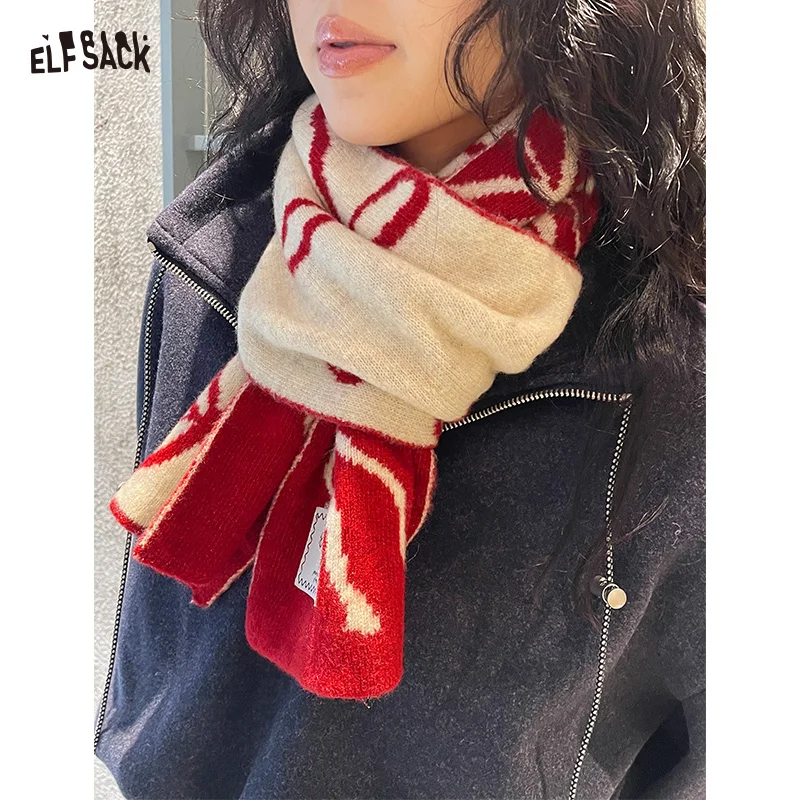 

ELFSACK 2025 Winter New Arrivals Y2K Bow Graphic Neck Warmer For Woman