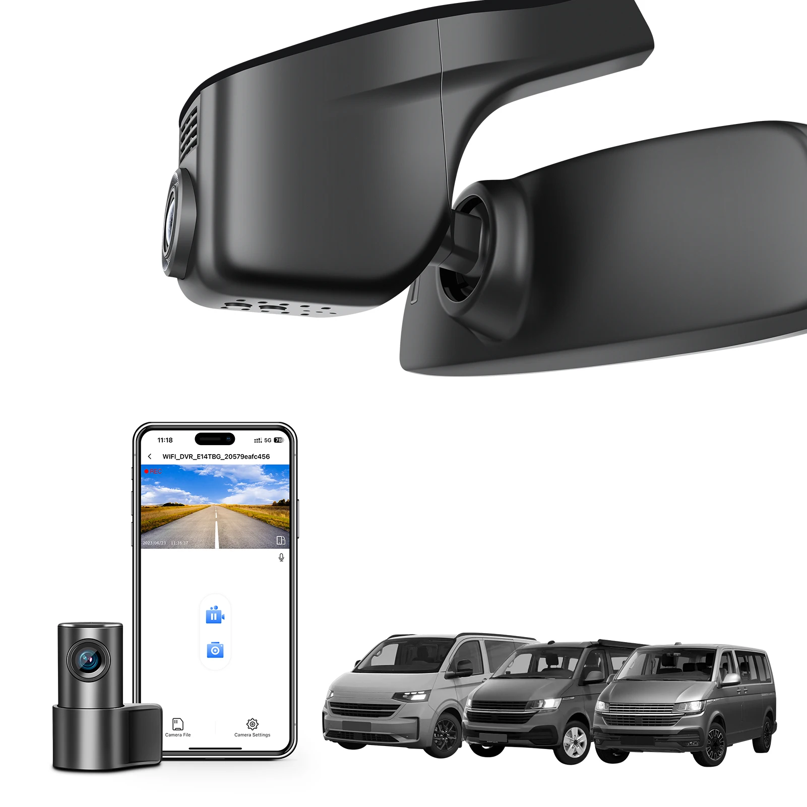 Mangoal 4K Dash Cam Voor VW Transporter T6 T6.1 Multivan California Caravelle 2016-2025 (Model A/B) WiFi APP GPS Auto DashCam