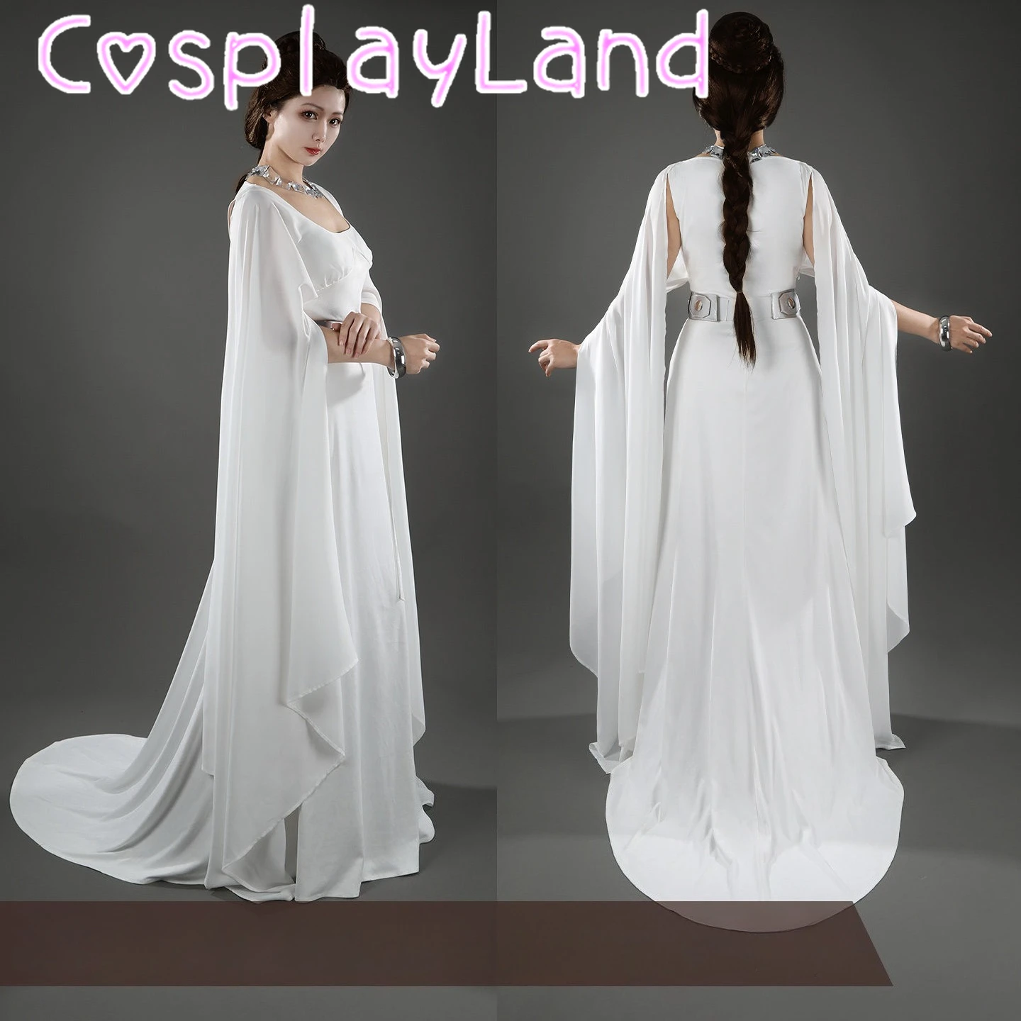 

New Hope Cosplay Leia Princess Costume Halloween Comic Con Outfit Women Ball Party Christmas White Long Dress Suit Custom Made