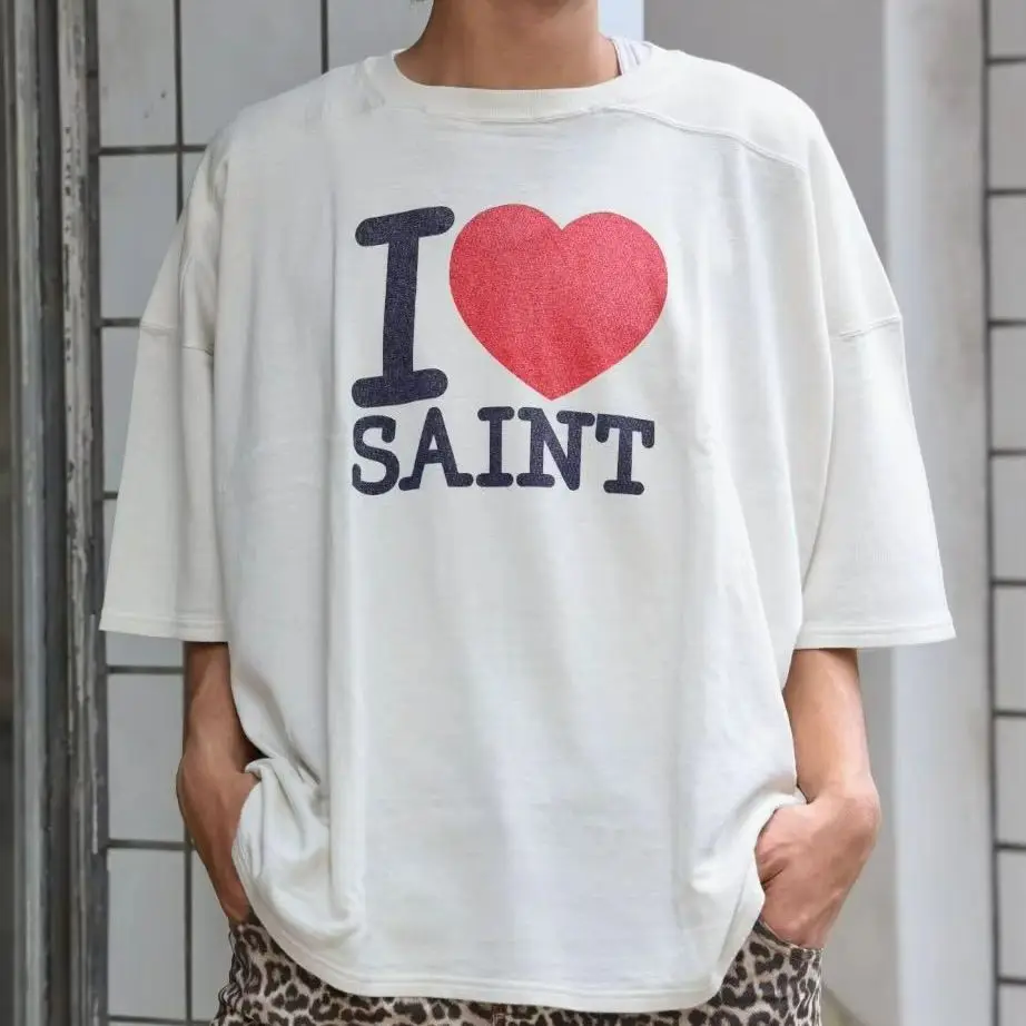 Saint Michael Men's Clothing Anime print Round-Neck Short-Sleeved Couple T-Shirt Ropa Hombre