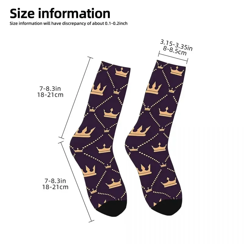 Chaussettes longues à motif de couronne pour hommes et femmes, bas Harajuku mignons, accessoires toutes saisons, cadeau d'anniversaire, haute qualité, Y2K