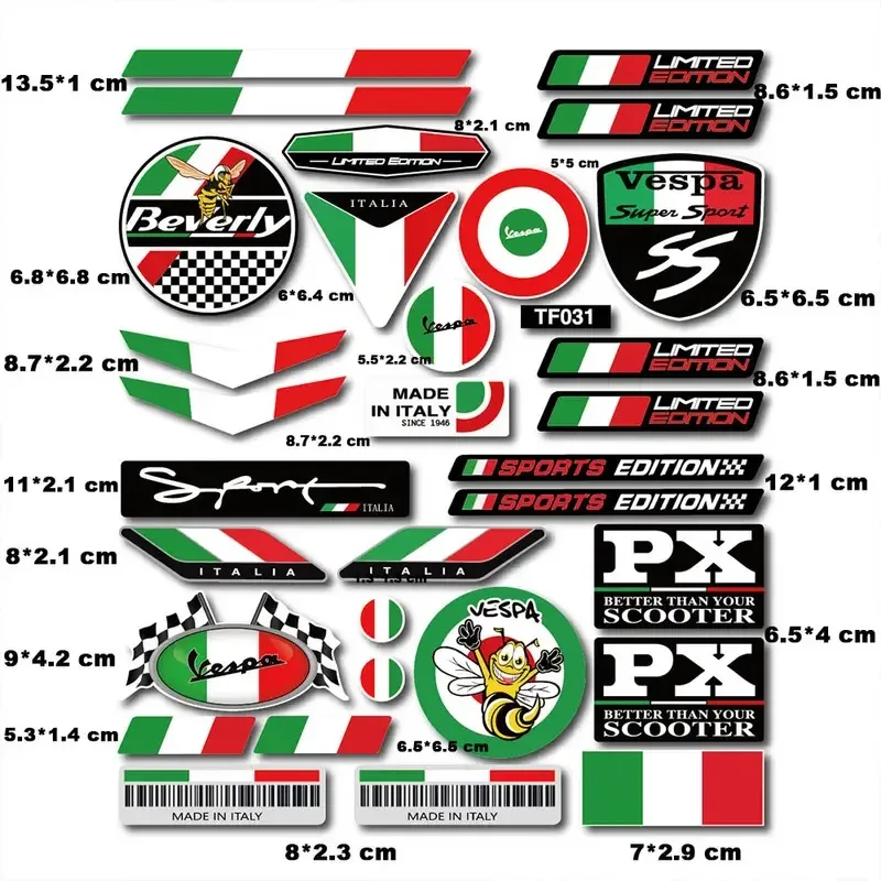 Reflective Italian decal for Vespa GTS Sprint Primavera Piaggio LXV GTS 150 250 300 motorcycle sticker