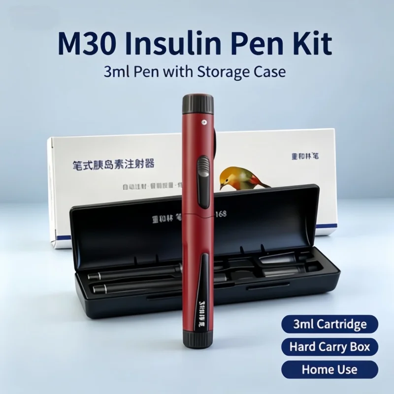 M30 Reusable Insulin Pen Kit with Carrying Case, 3ml Cartridge Diabetic Injector Pen for Home Use, Portable