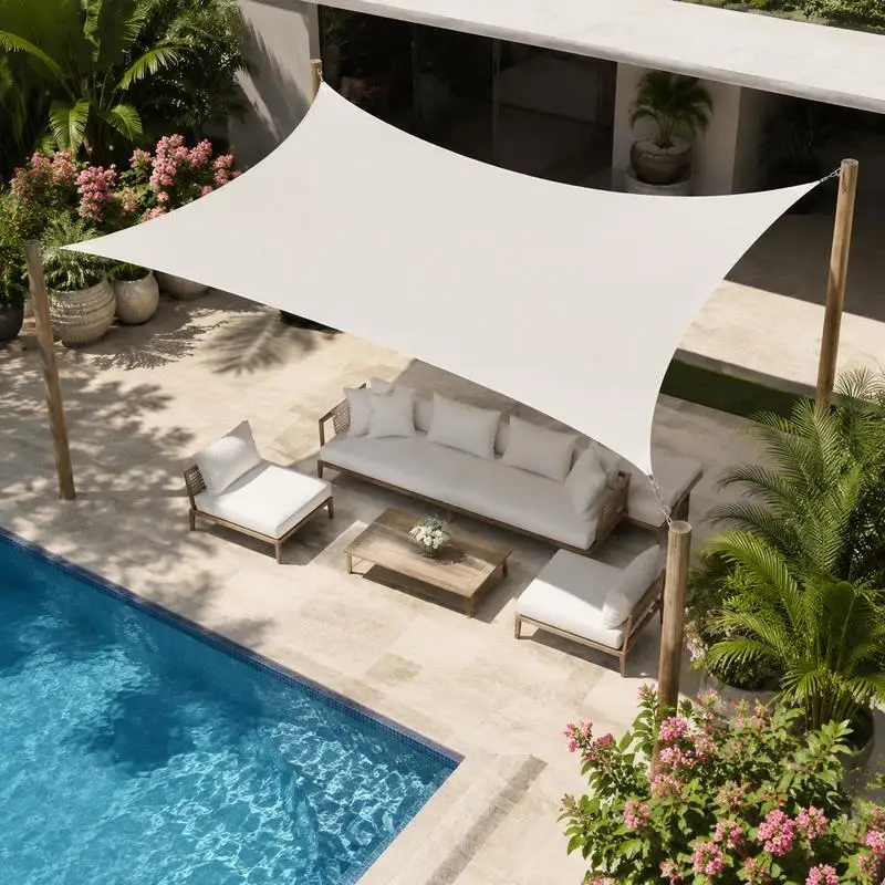 Voile d'ombrage rectangulaire en tissu Oxford enduit PU 200 x 500 cm, anti-moisissure et anti-UV, fixation inoxydable, installation rapide, protection solaire et pluie pour balcon, terrasse et