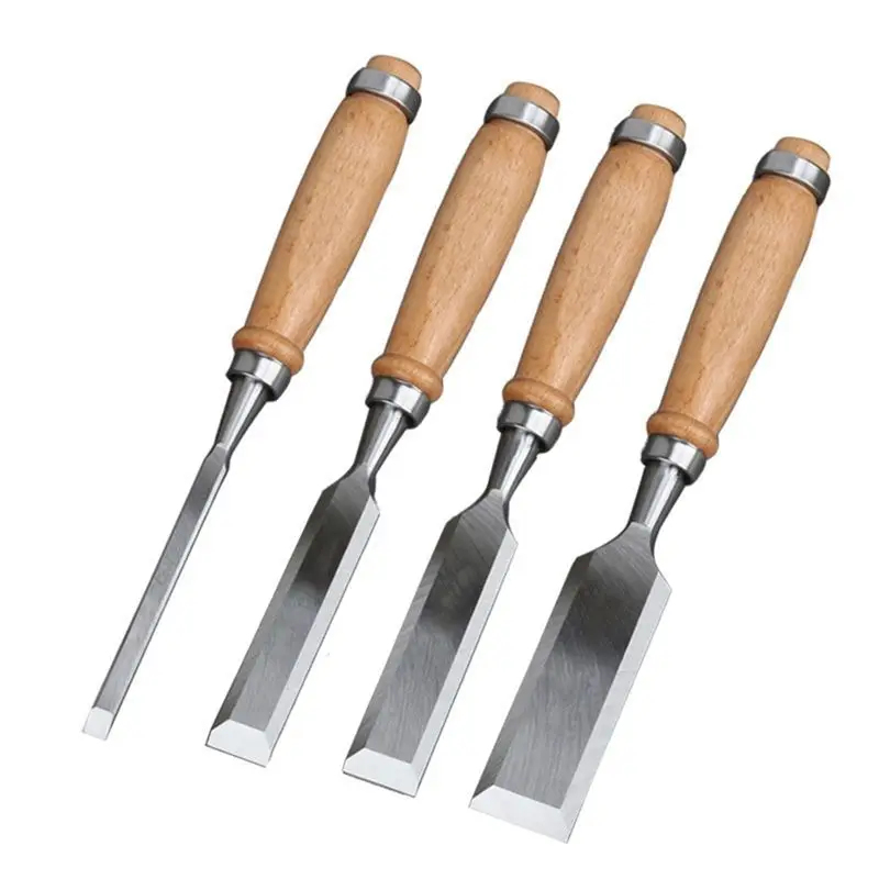 Happy New- Professional Wood Carving Chisel 6/12/18/24Mm Carpentry Flat Chisels DIY Woodworking Woodcut Carving Knifes Hand Tool