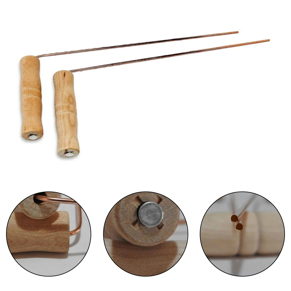 2X99.9% Copper Dozing Rods Swivel With Birch Handle Enhances Comfort For Water Source Locating And Paranormal Investigations