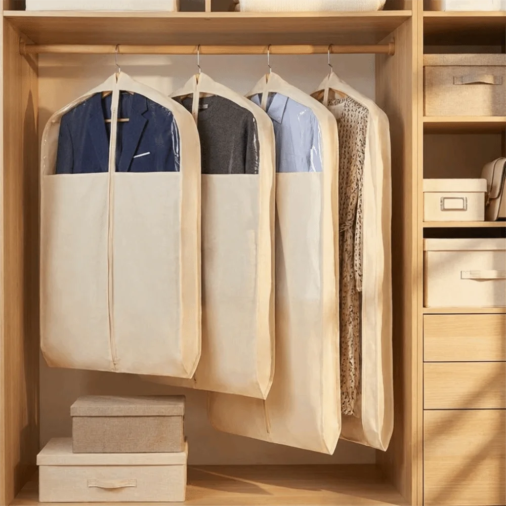 Cotton Linen Clothes Dust Cover Visible Breathable Garment Bag Cover Dust-proof Thickened Hanging Clothes Storage Bag Women - view 5